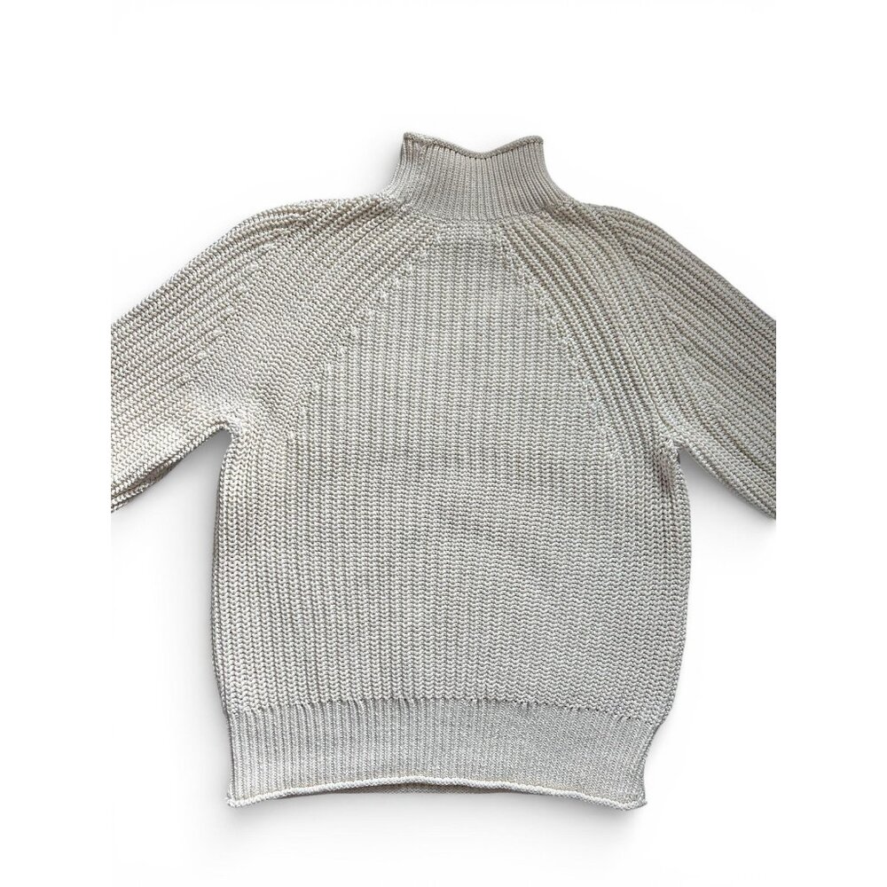 J Crew Sweater Womens Small Off White Mock Neck Pullover Chunky Cotton Knit - Picture 3 of 9